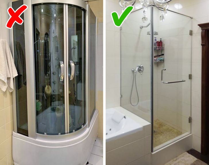 thiết kế nội thất ph&ograve;ng tắm c&oacute; ngưỡng cửa cao v&agrave; buồng tắm k&iacute;nh đơn giản