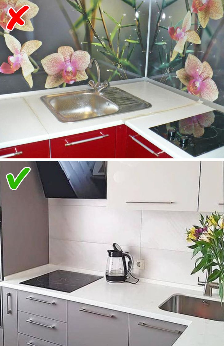 kh&ocirc;ng n&ecirc;n d&aacute;n ảnh trang tr&iacute; tường bếp