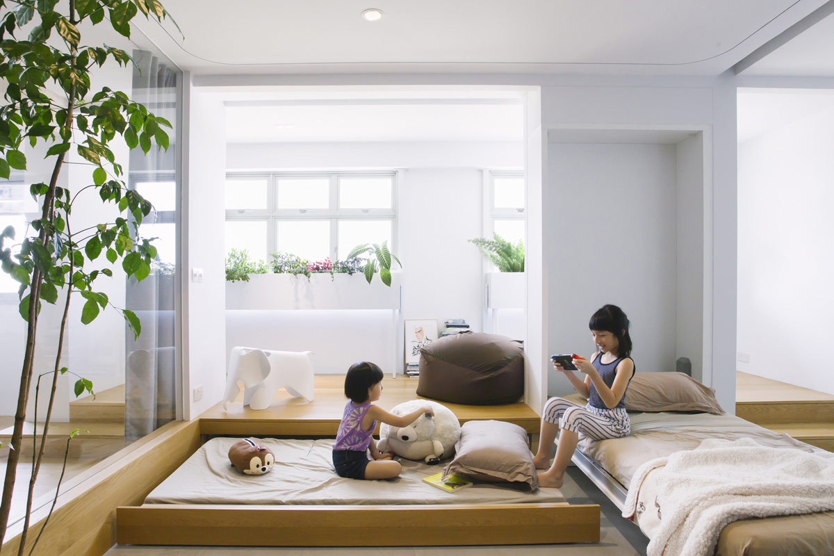 ph&ograve;ng ngủ c&oacute; thiết kế độc đ&aacute;o với giường k&eacute;o v&agrave; giường gấp gọn