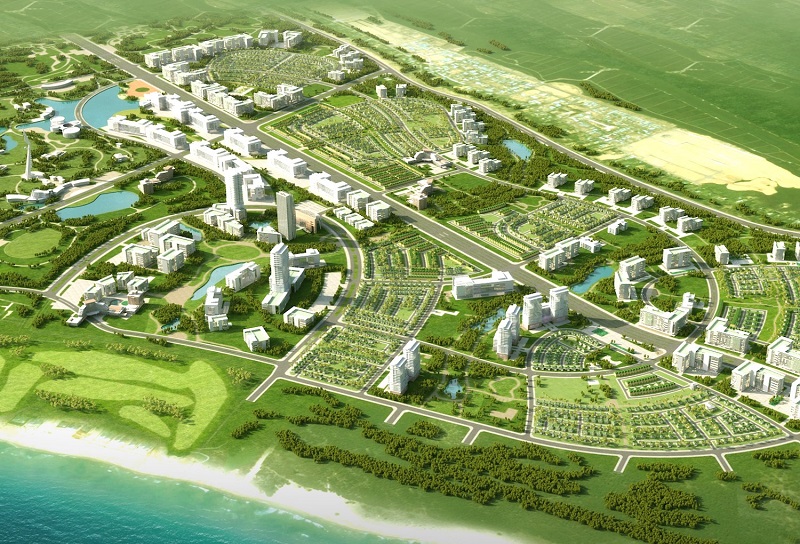 phối cảnh tổng thể một khu đô thị du lịch