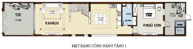 Mặt bằng bố tr&iacute; nội thất tầng 1 nh&agrave; ống