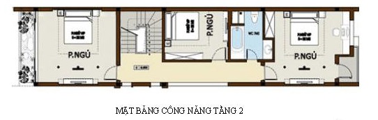 Mặt bằng bố tr&iacute; nội thất tầng 2 nh&agrave; ống