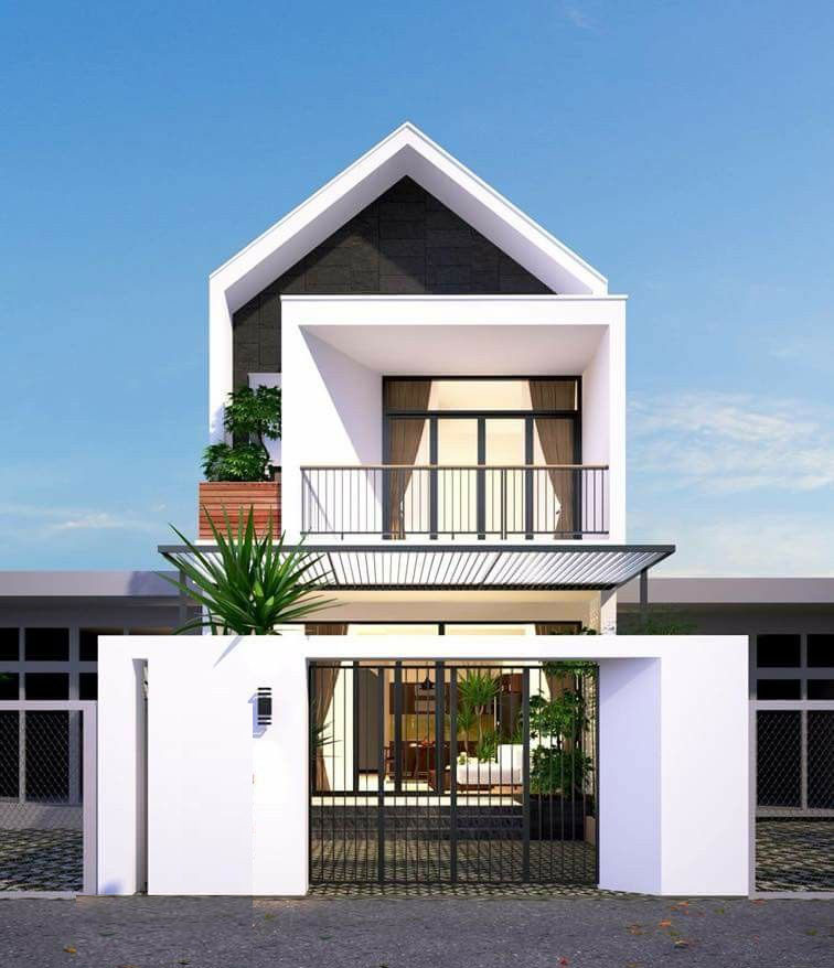 Phối cảnh 3D mẫu nhà ống 2 tầng hiện đại