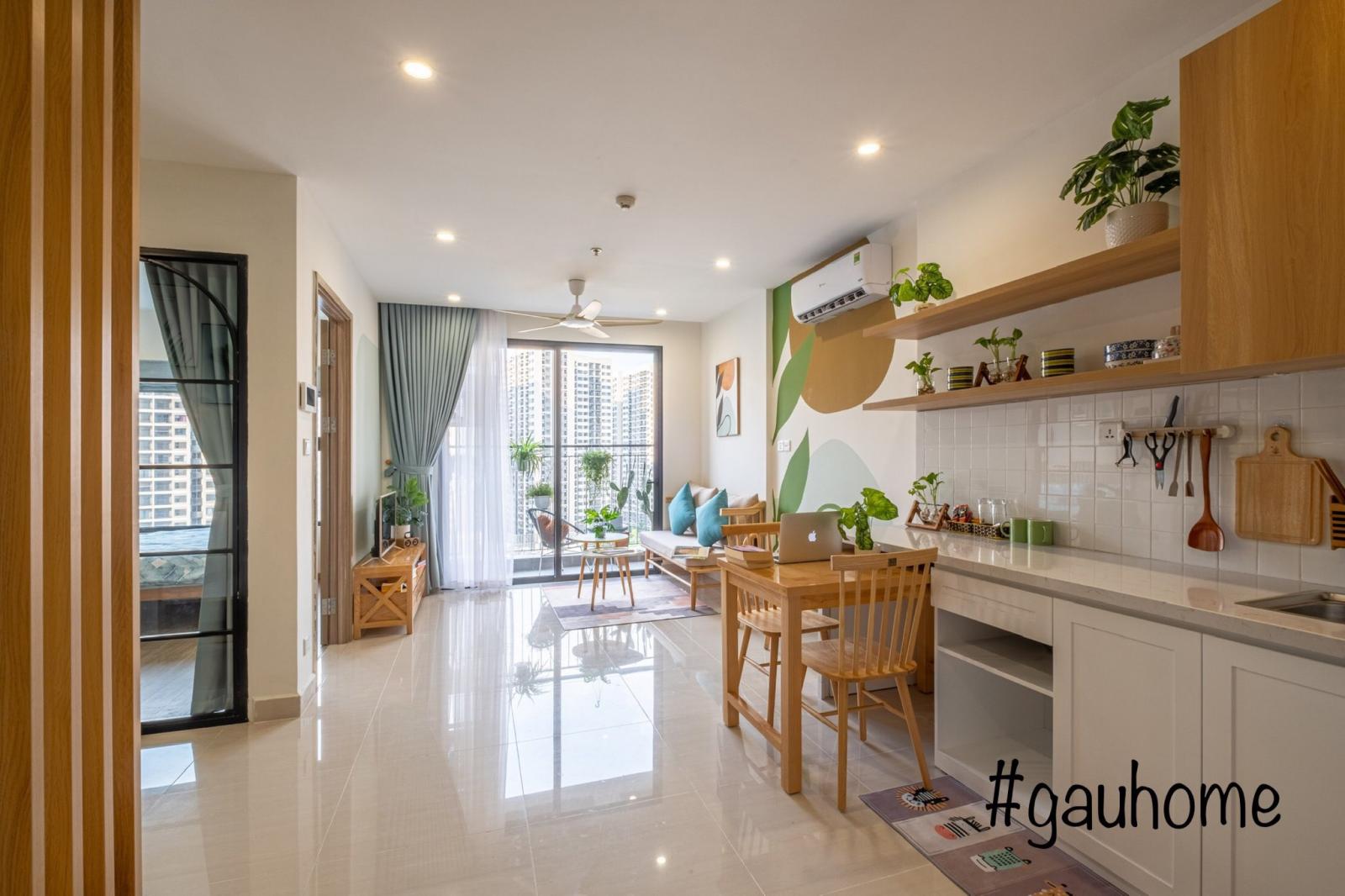 Ph&ograve;ng bếp v&agrave; ph&ograve;ng kh&aacute;ch căn hộ 43m2