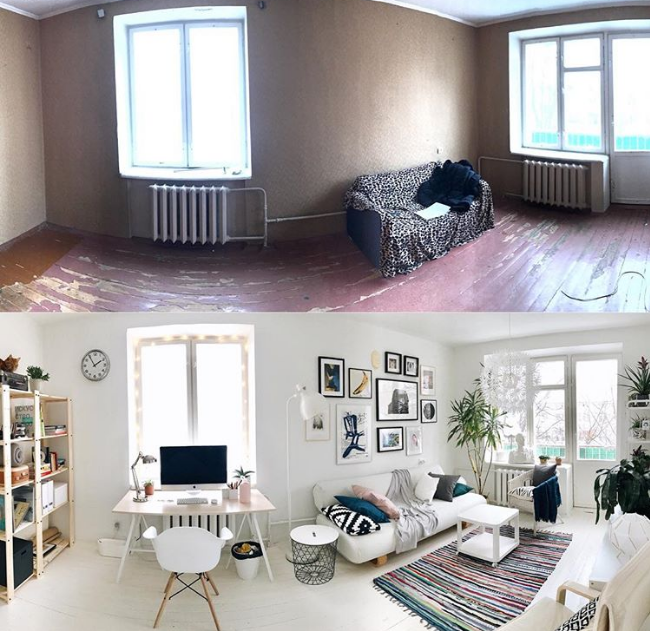 h&igrave;nh ảnh căn hộ trước v&agrave; sau khi cải tạo