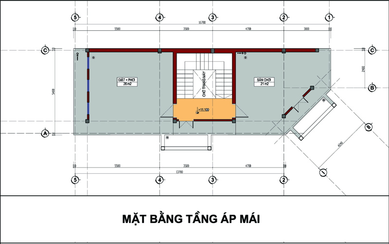Tầng &aacute;p m&aacute;i nh&agrave; ống gồm ph&ograve;ng giặt kết hợp s&acirc;n phơi v&agrave; khu s&acirc;n chơi rộng r&atilde;i.