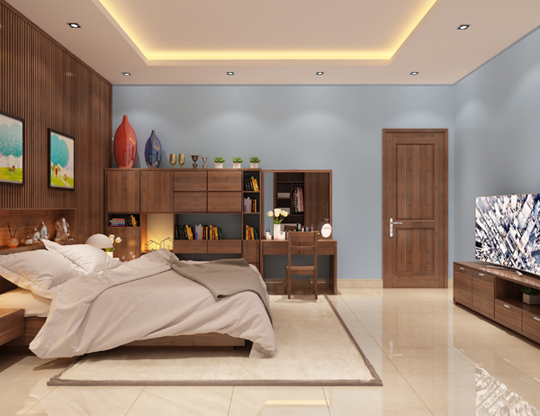 Ph&ograve;ng ngủ của c&aacute;c con nhỏ hơn một ch&uacute;t so với ph&ograve;ng bố mẹ, nhưng vẫn đầy đủ c&aacute;c tiện &iacute;ch cần thiết cho sinh hoạt, học tập h&agrave;ng ng&agrave;y của trẻ.
