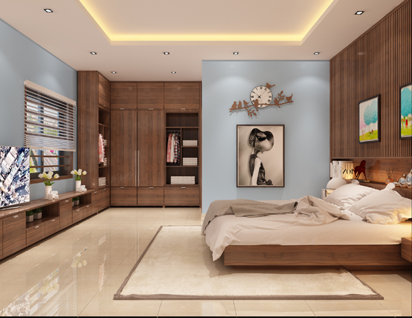 ph&ograve;ng ngủ con g&aacute;i với nội thất gỗ chủ đạo