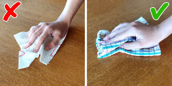 hình ảnh minh họa cho việc dùng khăn giấy lau bếp