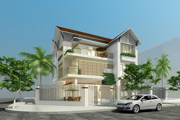 Mẫu thiết kế biệt thự hiện đại với kiến trúc mặt tiền đơn giản, tinh tế.