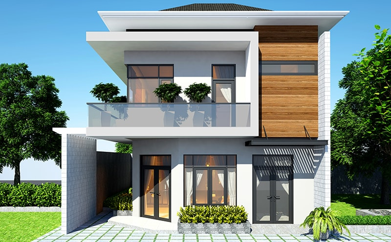 Mẫu nhà vuông trên diện tích 80m2 đẹp - chi phí vừa phải.