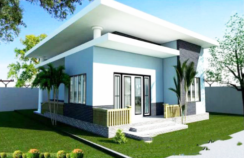 Phối cảnh 3D mẫu thiết kế nhà vuông 10x10m phong cách hiện đại