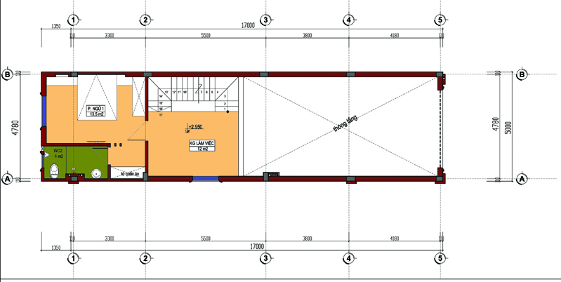 Mặt bằng tầng lửng nh&agrave; ống t&acirc;n cổ điển