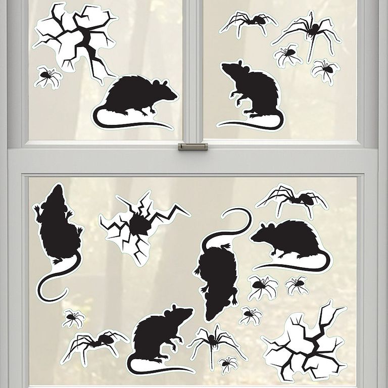 decal chuột, nhện dáng cửa sổ trang trí Halloween