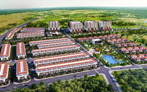 hình ảnh phối cảnh tổng thể một dự án khu nhà ở nhìn từ trên cao