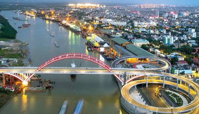 hình ảnh một góc TP. Hải Phòng khi hoàng hôn xuống