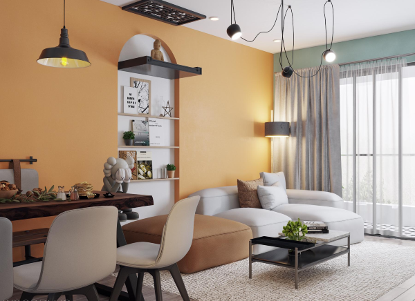 Phong c&aacute;ch hiện đại - cổ điển phối kết ăn &yacute; trong ph&ograve;ng kh&aacute;ch căn hộ 100m2.