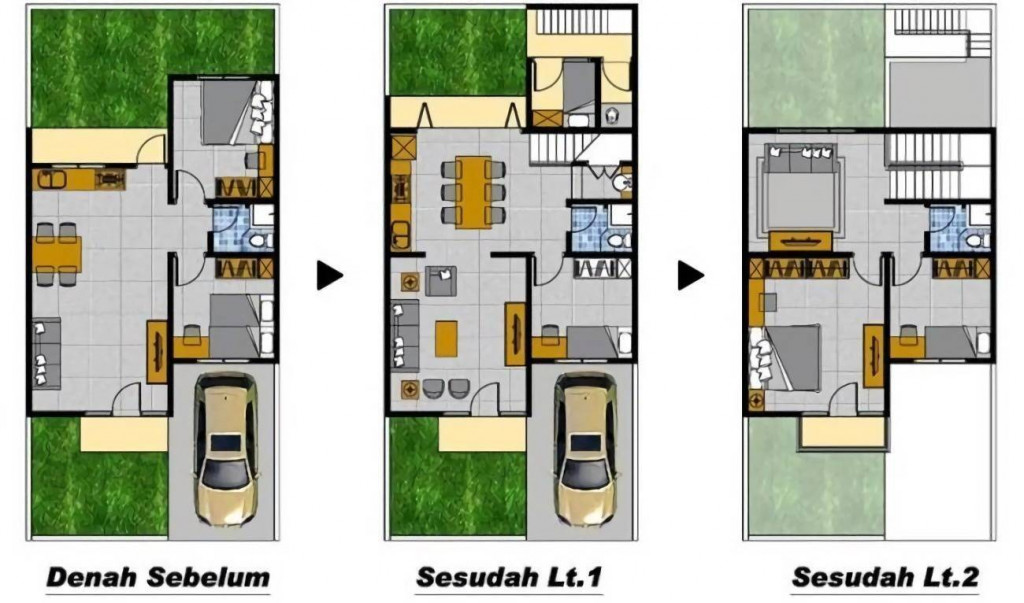 Mặt bằng một ng&ocirc;i nh&agrave; được x&acirc;y dựng theo phương ph&aacute;p Growing House điển h&igrave;nh.