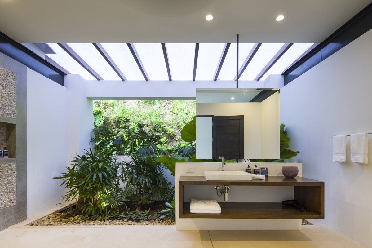 Trồng cây tạo góc xanh trong phòng tắm