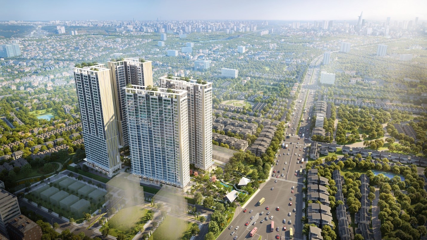 Phối cảnh 1 dự &aacute;n chung cư tr&ecirc;n đại lộ lớn tại B&igrave;nh Dương