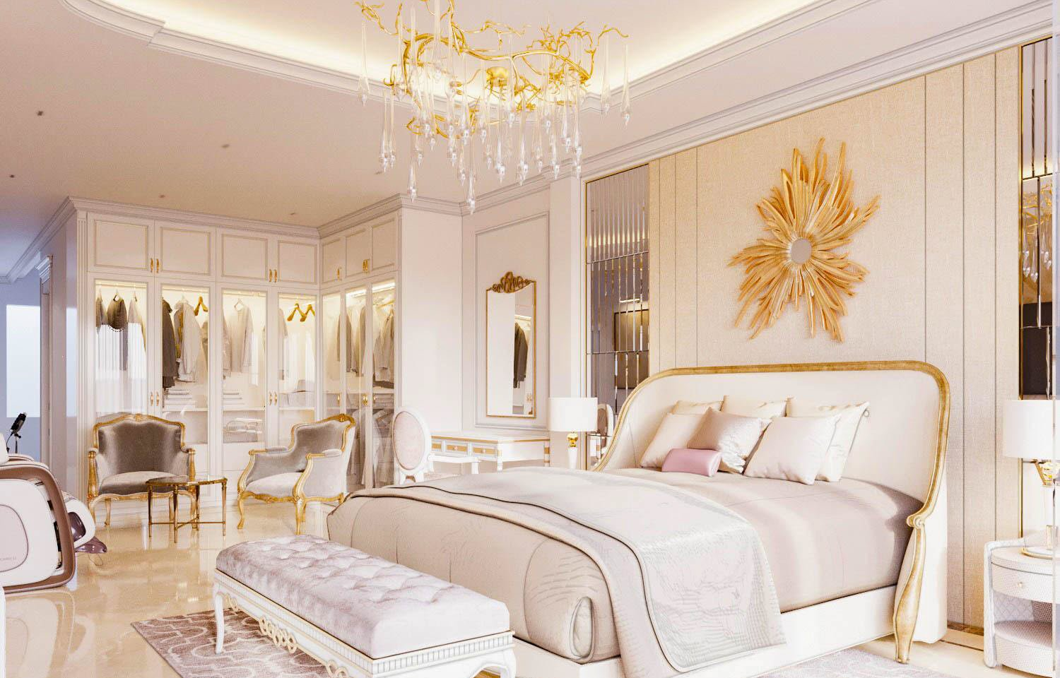 to&agrave;n cảnh ph&ograve;ng ngủ phong c&aacute;ch t&acirc;n cổ điển