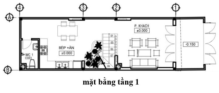 Mặt bằng bố tr&iacute; nội thất tầng 1
