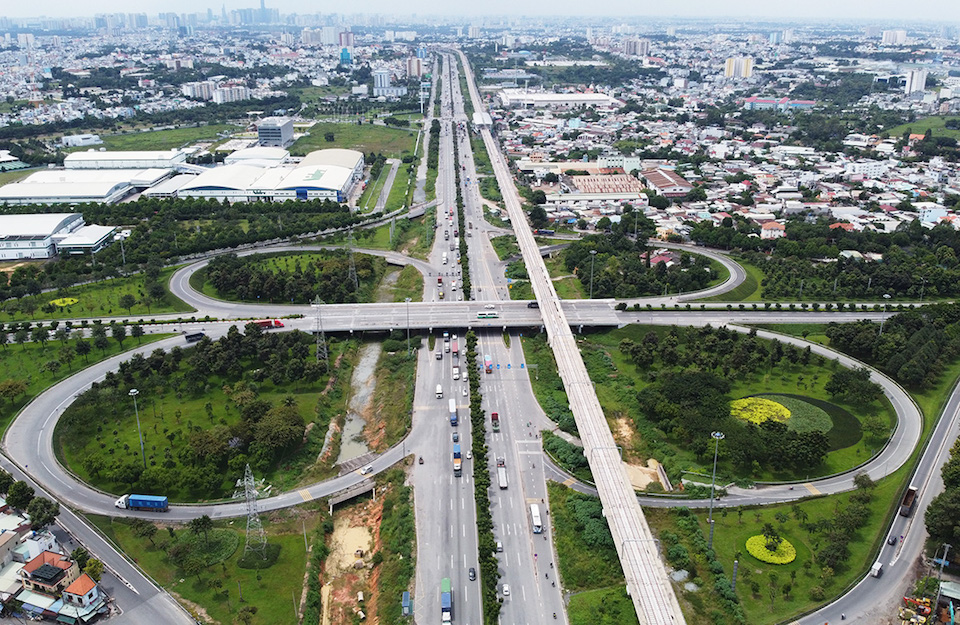 hình ảnh cao tốc Long Thành - Dầu Giây nhìn từ trên cao