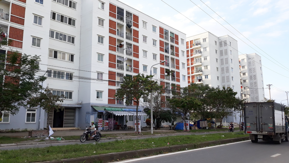 hình ảnh một khu nhà ở xã hội đã hoàn thiện và đi vào hoạt động
