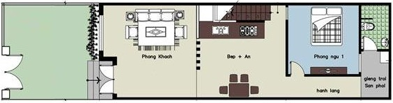 Mặt bằng tầng 1 nh&agrave; vườn hiện đại