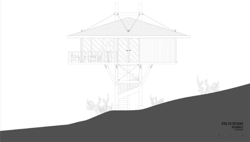 Mặt cắt nhà trên cây - góc 2