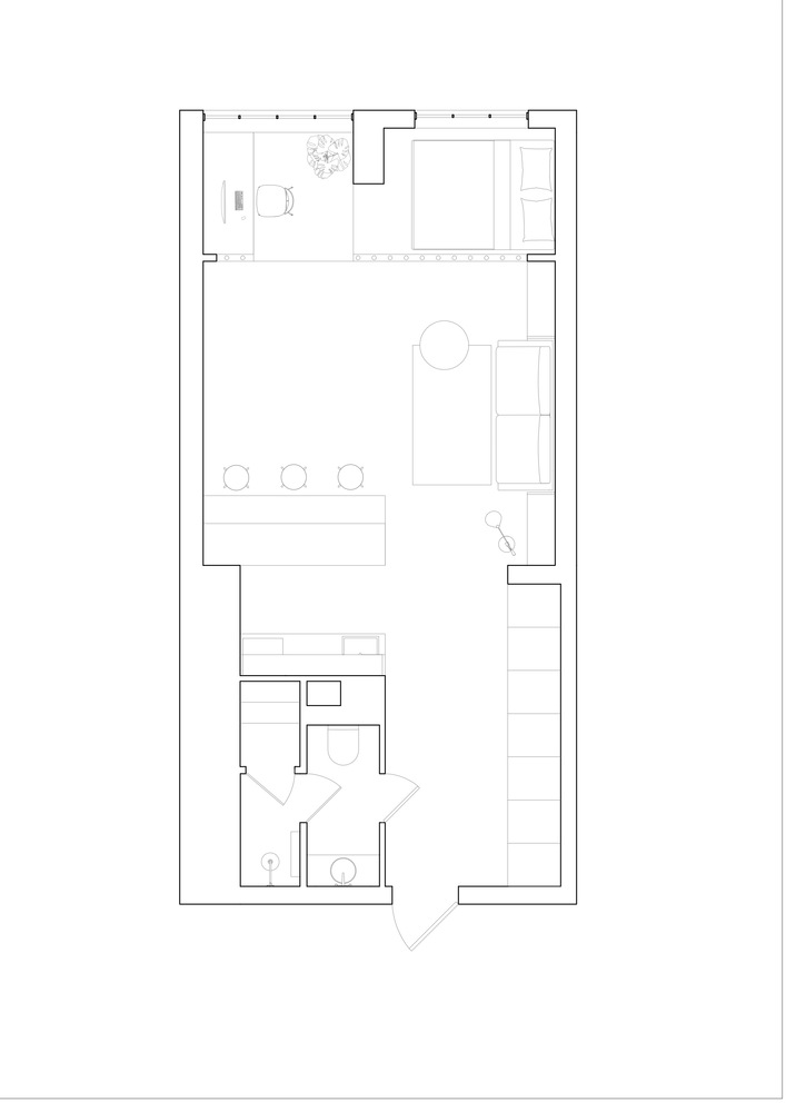 Mặt bằng bố tr&iacute; nội thất căn hộ 50m2