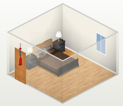 h&igrave;nh ảnh minh họa cho việc sử dụng dải xu ngũ đế h&oacute;a giải cấm kỵ giường ngủ k&ecirc; đối diện cửa ra v&agrave;o ph&ograve;ng