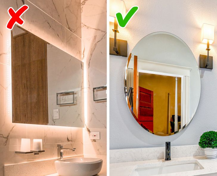 h&igrave;nh ảnh cận cảnh khu vực bồn rửa ph&ograve;ng tắm với gương soi gắn đ&egrave;n LED &acirc;m tường