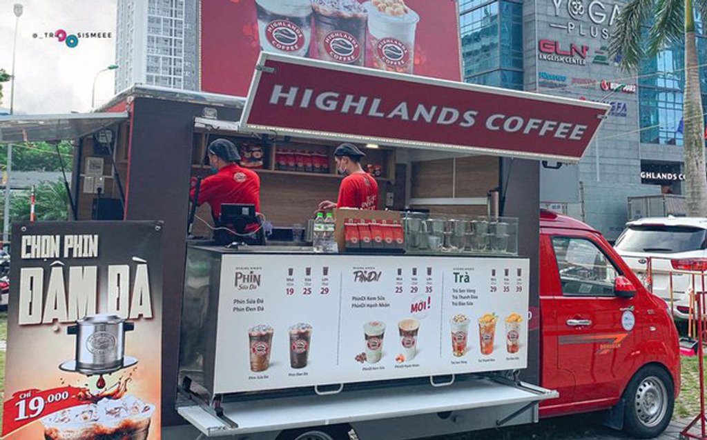 m&ocirc; h&igrave;nh lưu động của highland coffee