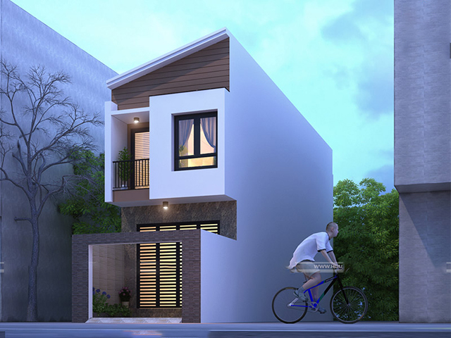 Phối cảnh 3D mẫu nh&agrave; phố 2 tầng hiện đại