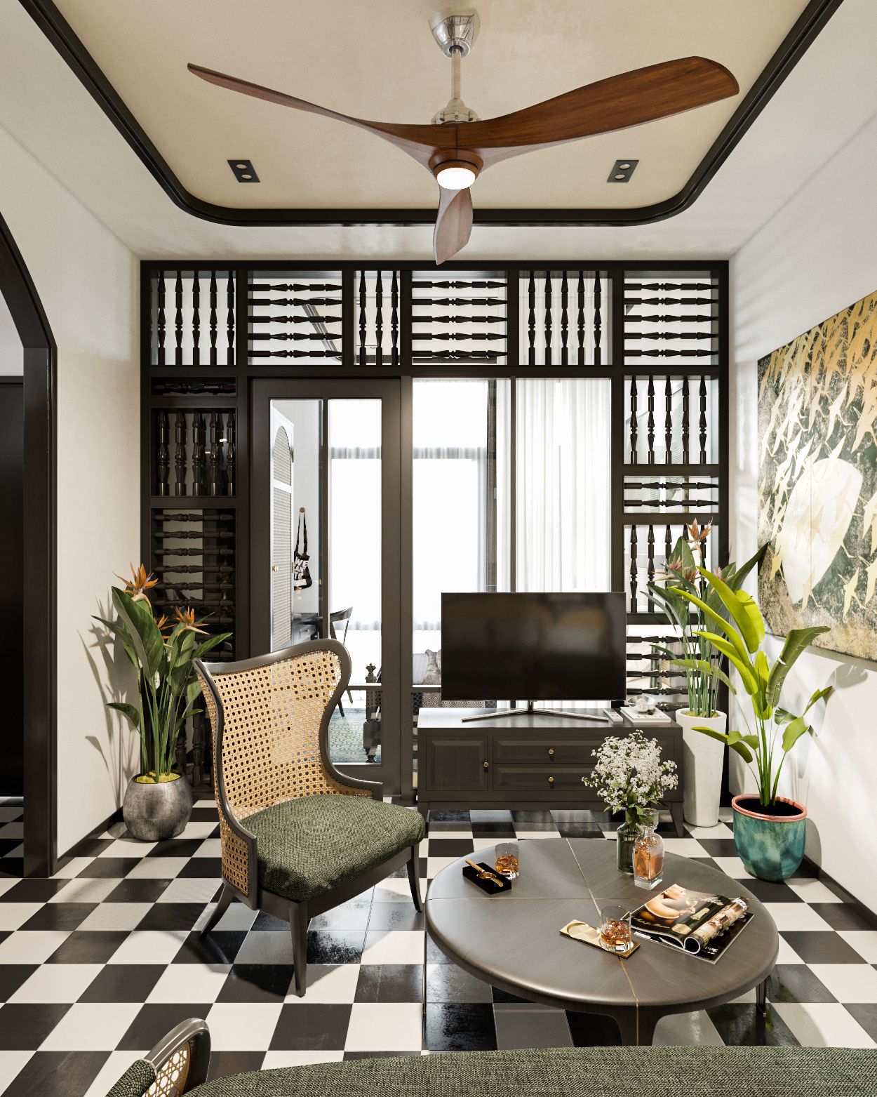 S&agrave;n gạch đặc trưng của phong c&aacute;ch Đ&ocirc;ng Dương