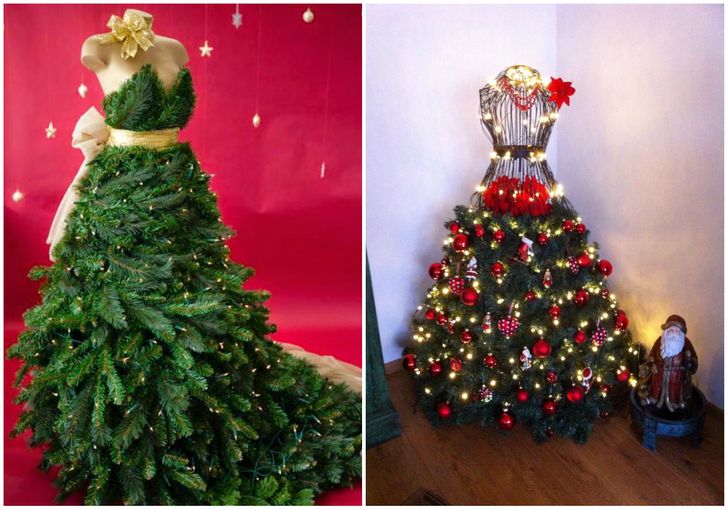 Cây thông Noel tạo hình váy dạ hội
