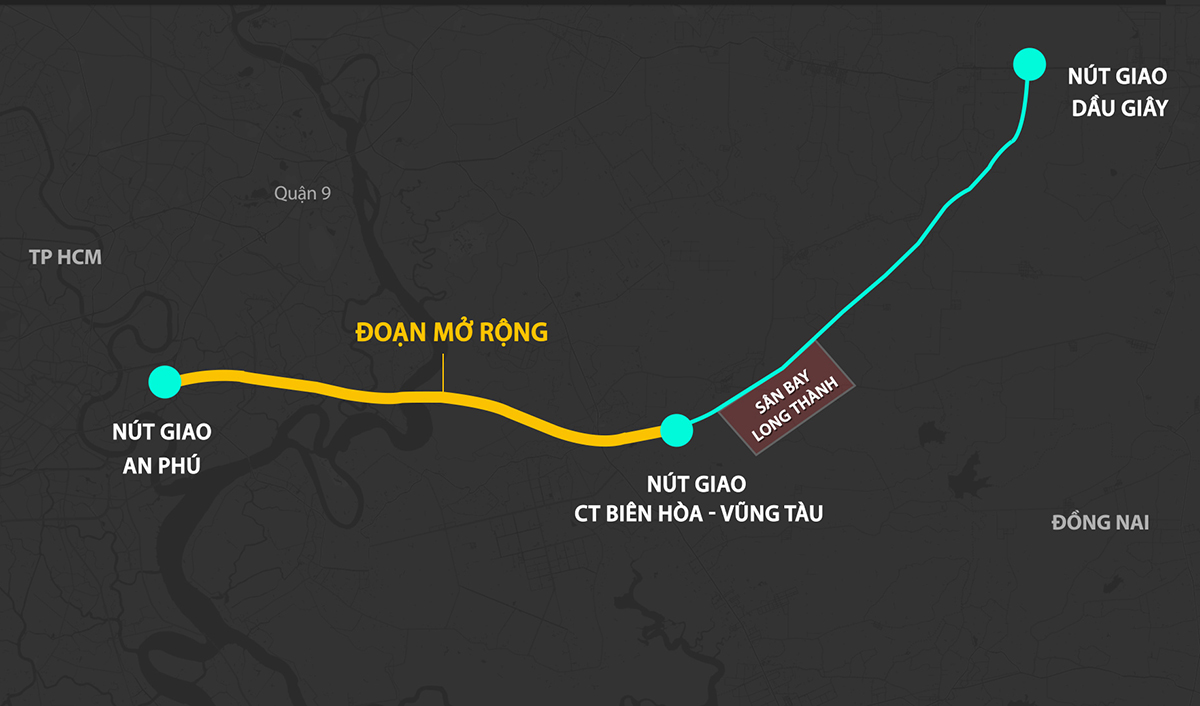 hướng tuyến cao tốc TP.HCM - Long Th&agrave;nh - Dầu Gi&acirc;y