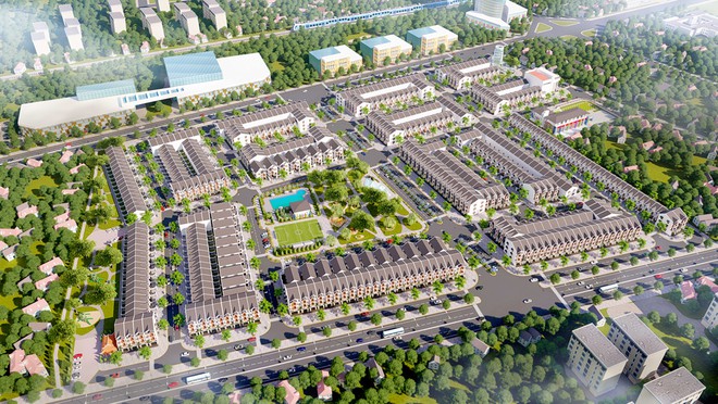 hình ảnh phối cảnh tổng thể một dự án khu đô thị nhìn từ trên cao