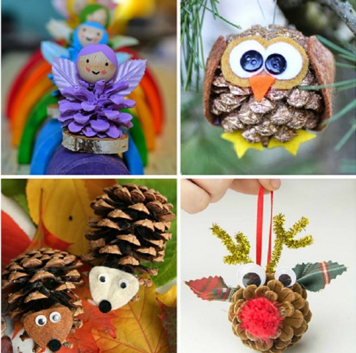 Đồ trang trí Noel dễ thương từ quả thông