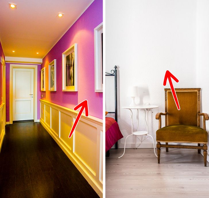 h&igrave;nh ảnh tường h&agrave;nh lang sơn m&agrave;u t&iacute;m, v&agrave;ng nổi bật