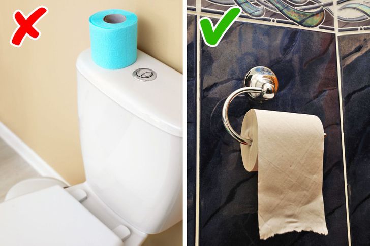 hình ảnh cận cảnh các cuộn giấy vệ sinh trong phòng tắm