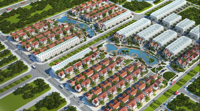 h&igrave;nh ảnh phối cảnh một dự &aacute;n nh&agrave; ở li&ecirc;n kế nh&igrave;n từ tr&ecirc;n cao