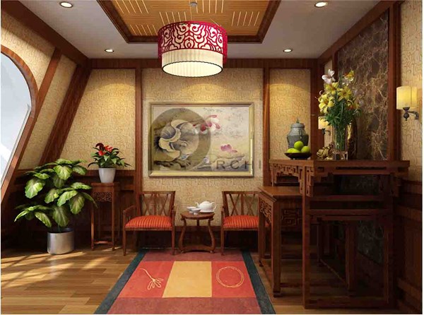Ph&ograve;ng thờ được thiết kế theo phong c&aacute;ch truyền thống ấm &aacute;p, trang nghi&ecirc;m với nội thất gỗ chủ đạo chạm khắc tinh tế.