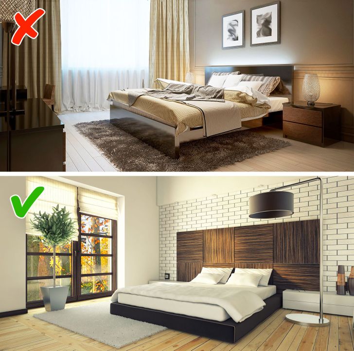 h&igrave;nh ảnh ph&ograve;ng ngủ sử dụng r&egrave;m vải hai lớp v&agrave; r&egrave;m gỗ nhẹ nh&agrave;ng
