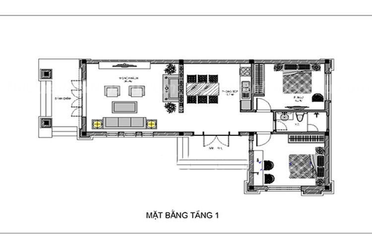 hình ảnh sơ đồ mặt bằng thiết kế nhà vườn 1 tầng hiện đại