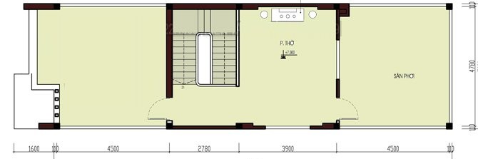 Mặt bằng bố tr&iacute; nội thất tầng 3 nh&agrave; ống