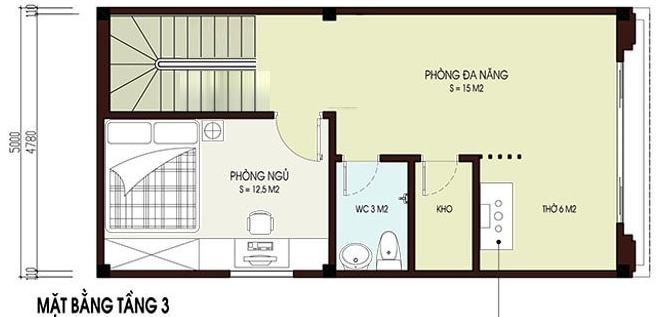 Mẫu nhà ống 3,5 tầng 49m2, có phòng tập cho cả gia đình