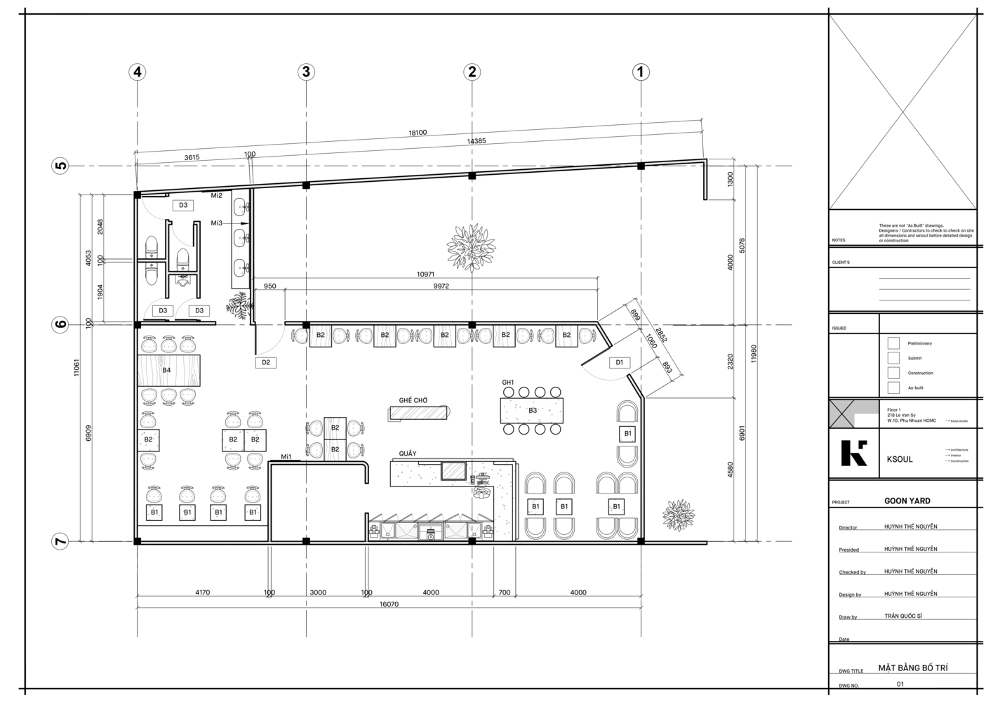 Mặt bằng bố trí nội thất quán cà phê độc đáo Goon Yard