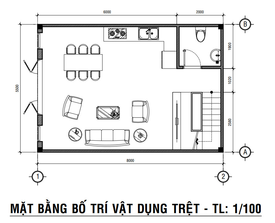 Mặt bằng thiết kế tầng trệt Mặt bằng thiết kế tầng trệt